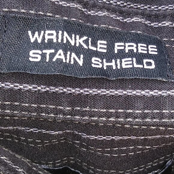 Van Heusen Black Pinstripe Short Sleeve Men's Button Down Shirt - M - 15/15.5 - Picture 7 of 12